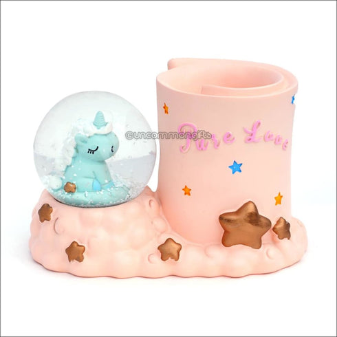 Snowball led unicorn pen stand - Uncommongifts.in
